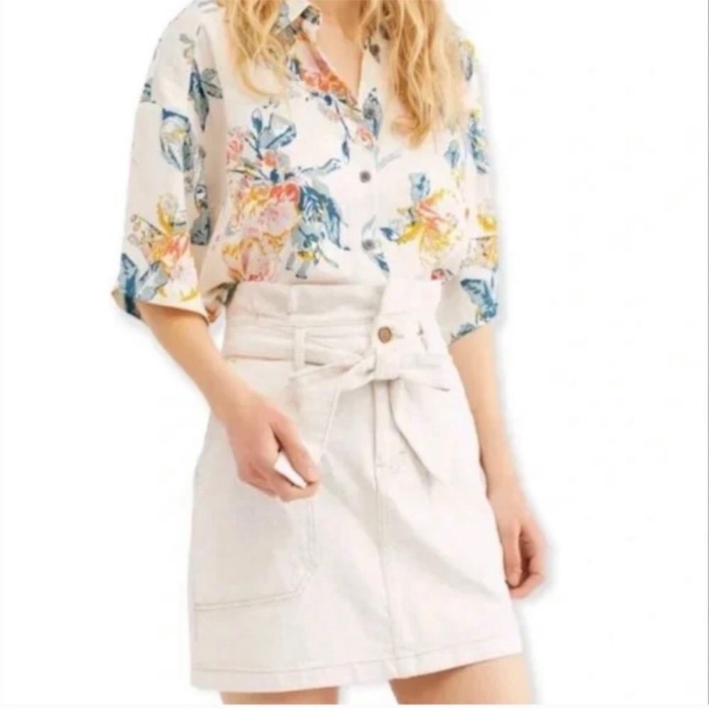 Free People “Splendor in the Grass” paperbag waist miniskirt